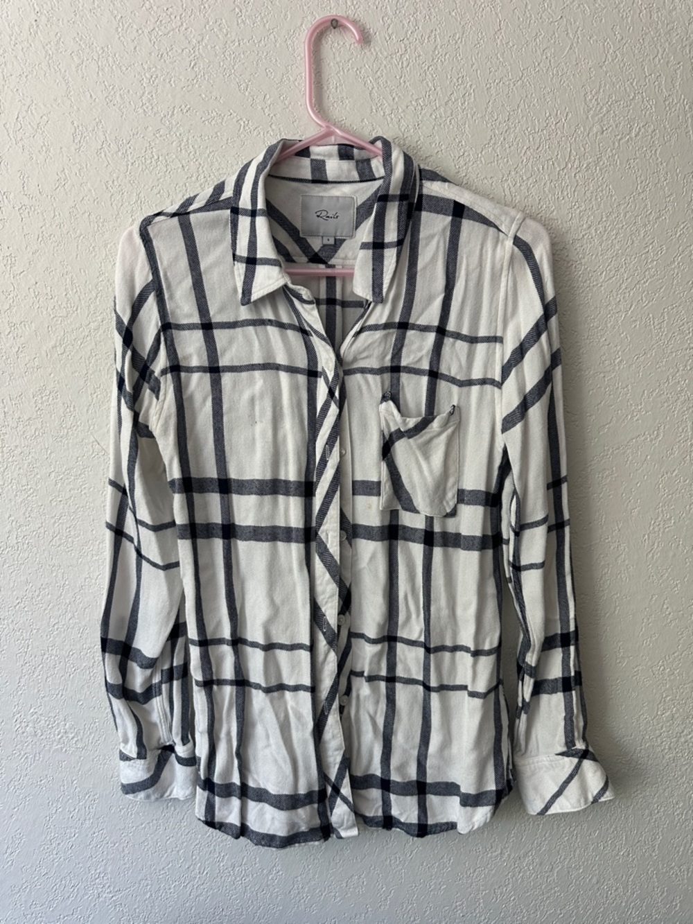 Rails White & Black Plaid Button-Down Shirt